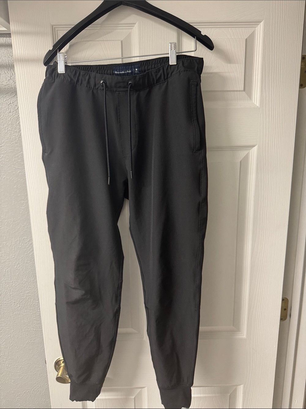 Men's Black Jogger Pants - Elastic Waist Drawstring Abercrombie ditch